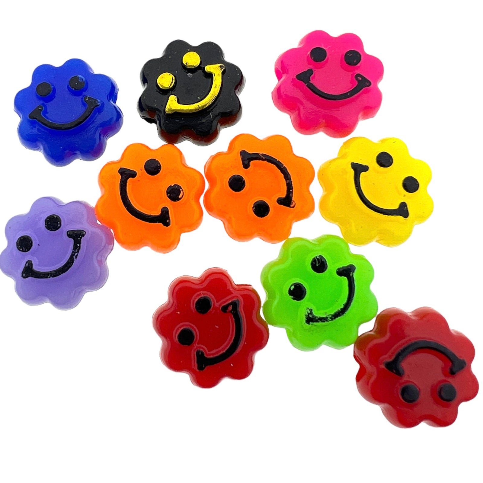 Acryl smiley kralen bloemen 10mm - 10 stuks-Kralen-Kraaltjes van Renate