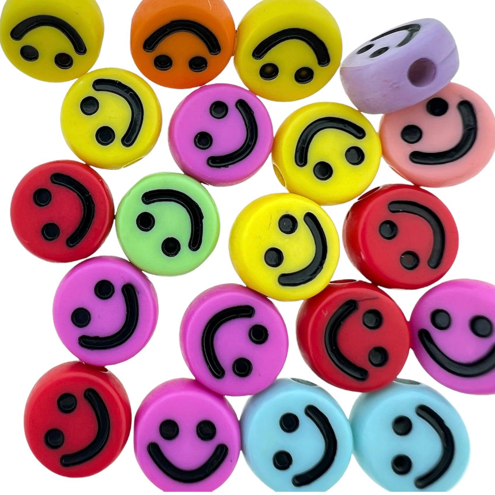 Acryl smiley kralen gekleurd 12mm - 20 stuks-Kralen-Kraaltjes van Renate
