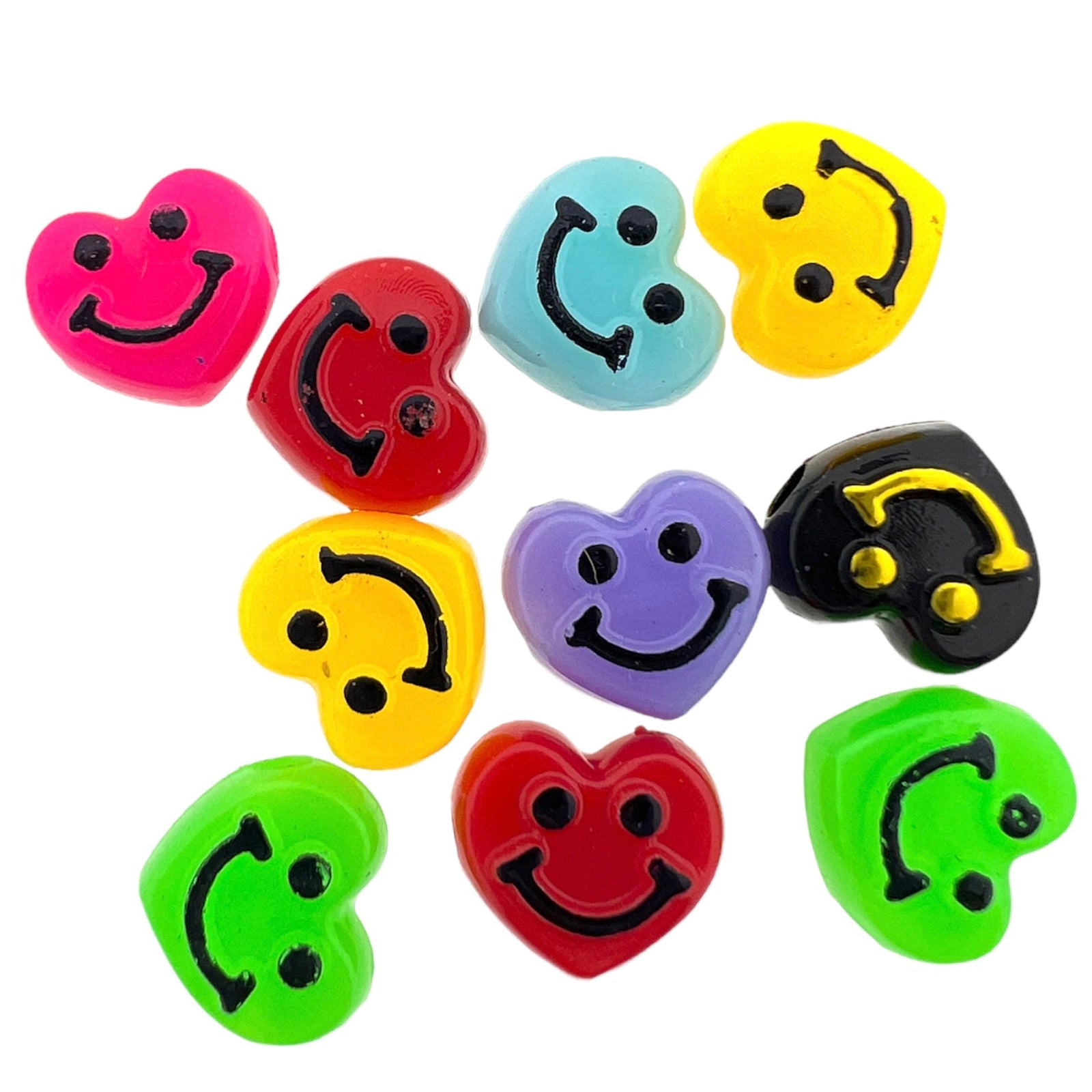 Acryl smiley kralen hartjes 10mm - 10 stuks-Kralen-Kraaltjes van Renate