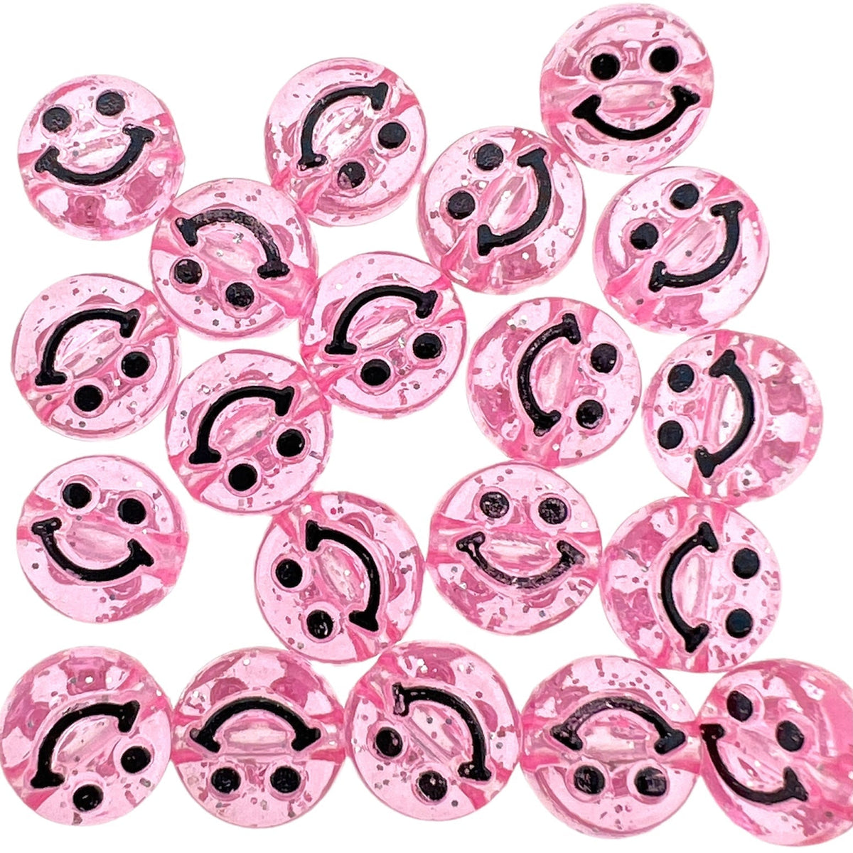 Acryl smiley kralen licht roze 10mm - 10 stuks-Kralen-Kraaltjes van Renate