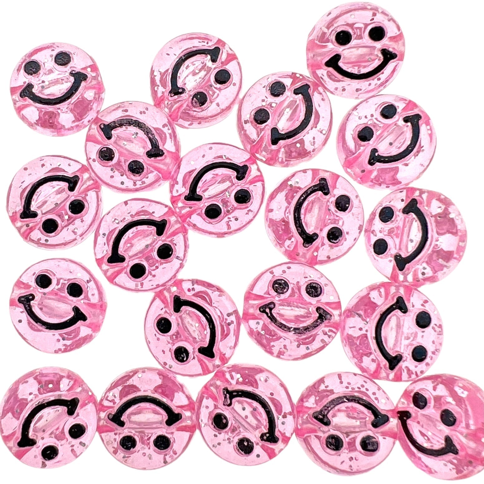 Acryl smiley kralen licht roze 10mm - 10 stuks-Kralen-Kraaltjes van Renate