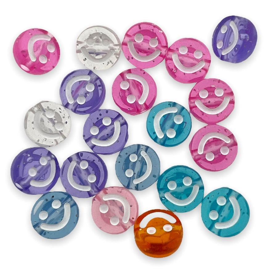 Acryl smiley multicolor 10mm - 20 stuks-Kralen-Kraaltjes van Renate