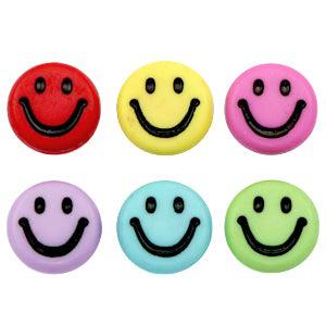 Acryl smileys Soft multicolor-zwart 7mm - 20 stuks-Kralen-Kraaltjes van Renate
