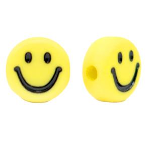 Acryl smileys geel-zwart 7mm - 20 stuks-Kraaltjes van Renate