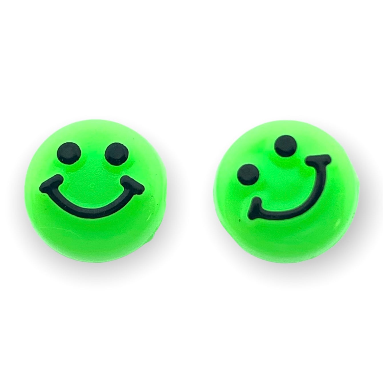 Acryl smileys groen 10mm - 10 stuks-Kralen-Kraaltjes van Renate