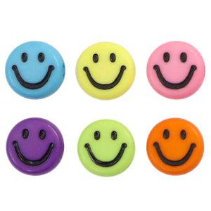 Acryl smileys multicolor-zwart 7mm - 20 stuks-Kralen-Kraaltjes van Renate