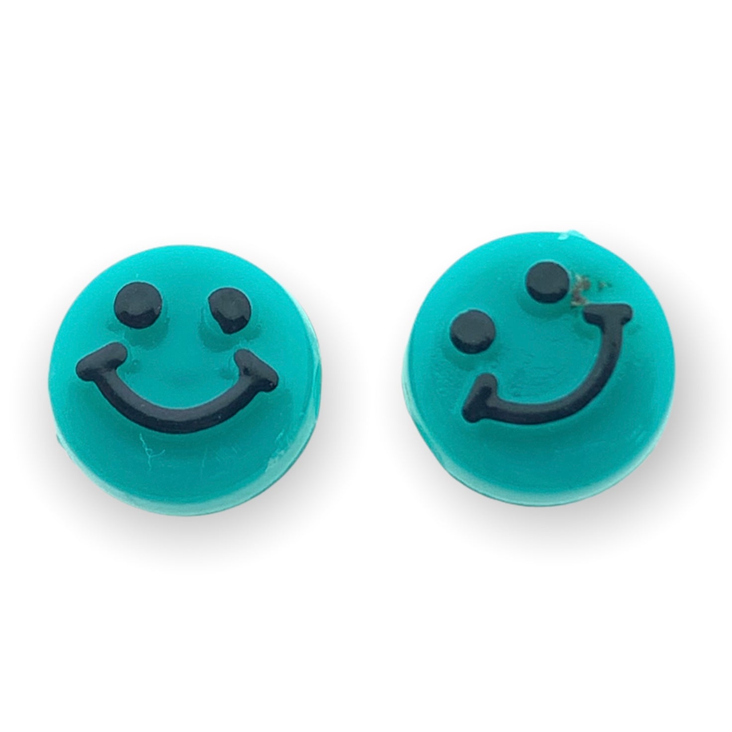 Acryl smileys turquoise 10mm - 10 stuks-Kralen-Kraaltjes van Renate