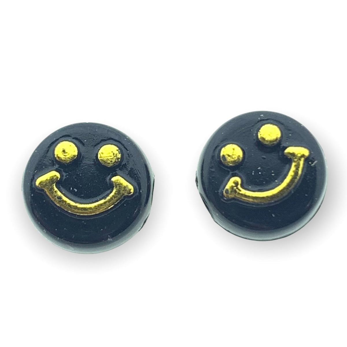 Acryl smileys zwart 10mm - 12 stuks-Kralen-Kraaltjes van Renate