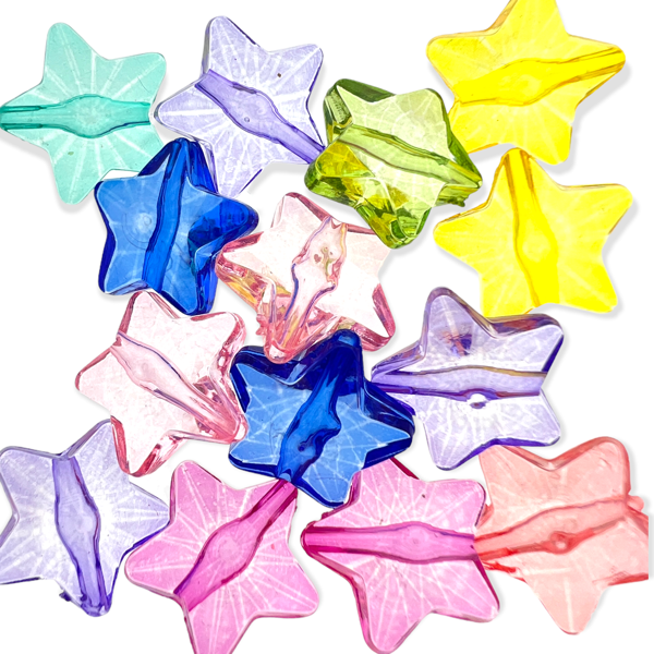 Acryl sterren mix 13x14x7.5mm - 14 stuks-Kralen-Kraaltjes van Renate