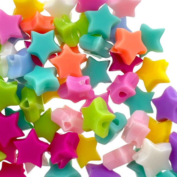 Acryl sterren mix 8mm - 60 stuks-Kralen-Kraaltjes van Renate