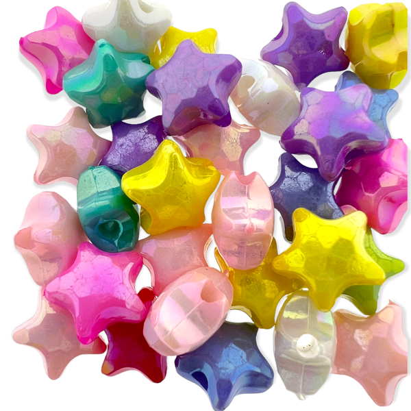 Acryl sterren mix AB glans 10x11x7mm - 30 stuks-Kralen-Kraaltjes van Renate