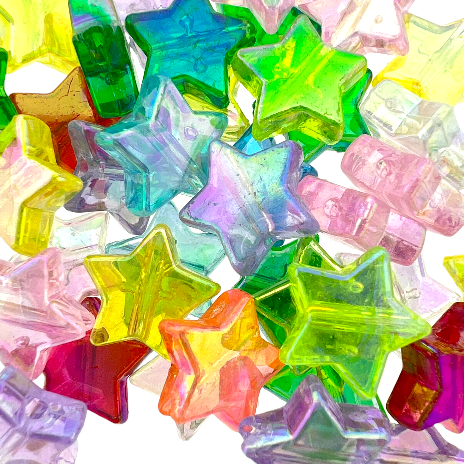 Acryl sterren mix AB glans 11mm - 40 stuks-Kralen-Kraaltjes van Renate