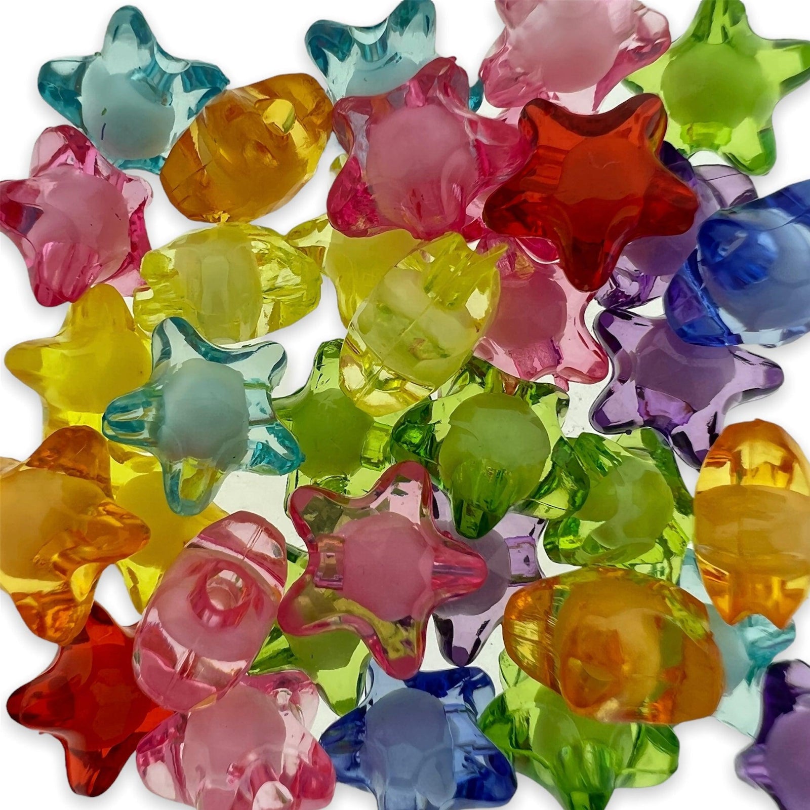Acryl sterren mix multicolor transparant 11mm - 35 stuks-Kralen-Kraaltjes van Renate
