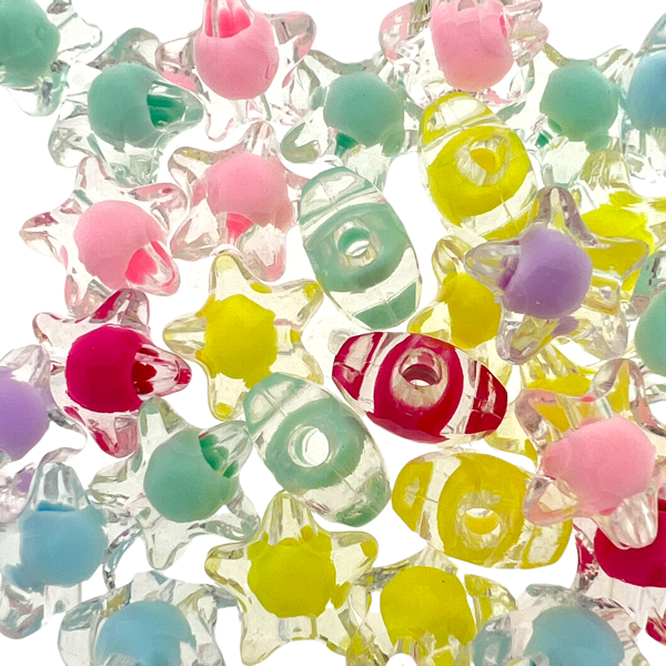 Acryl sterren transparant mix 11mm - 30 stuks-Kralen-Kraaltjes van Renate