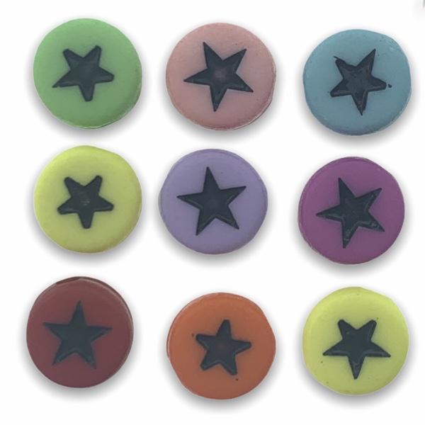 Acryl sterretjes multicolor-zwart 7mm - 20 stuks-Kraaltjes van Renate