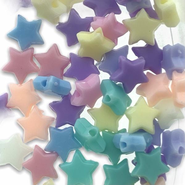 Acryl sterretjes pastel multicolor 10mm - 50 stuks-Kraaltjes van Renate