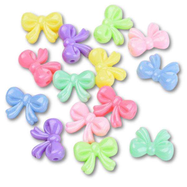 Acryl strikjes pastel Mix 20mm - 18 stuks-Kralen-Kraaltjes van Renate