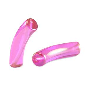 Acryl tube kralen Magenta pink-AB coating 33x8mm - per stuk-Kralen-Kraaltjes van Renate