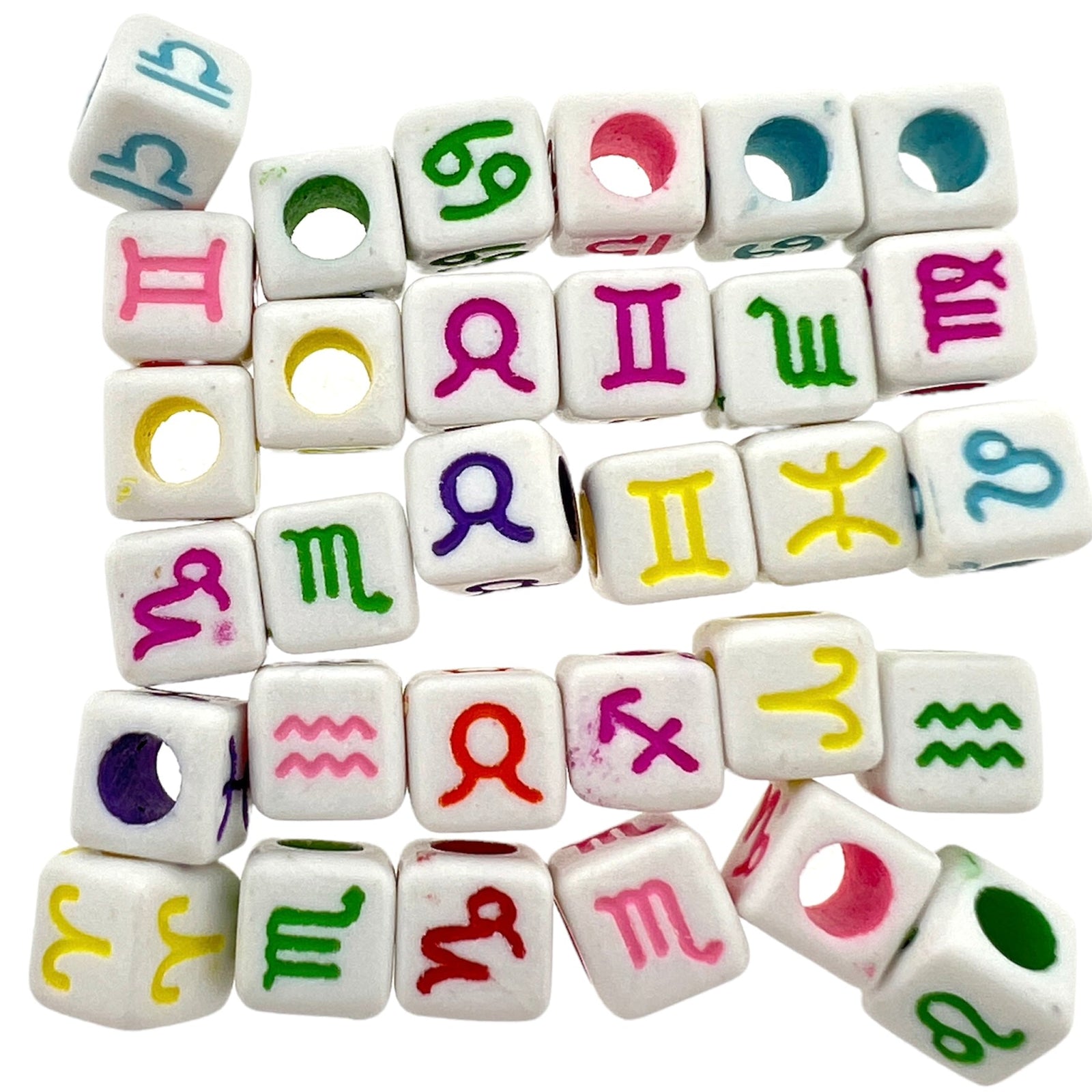 Acryl vierkant mix sterrenbeeld 7x7x7mm - 30 stuks-Kralen-Kraaltjes van Renate