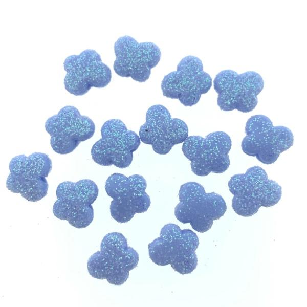 Acryl vlinder glitter blauw 9x11mm - 8 stuks-Kraaltjes van Renate