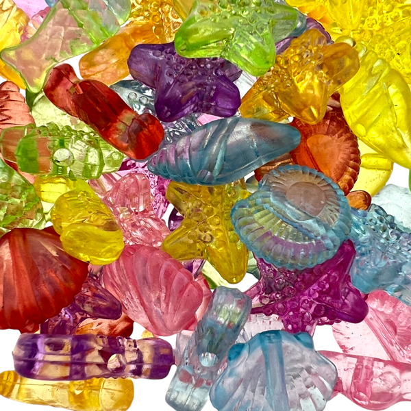 Acryl zee mix gekleurd 5mm - 60 stuks-Kralen-Kraaltjes van Renate