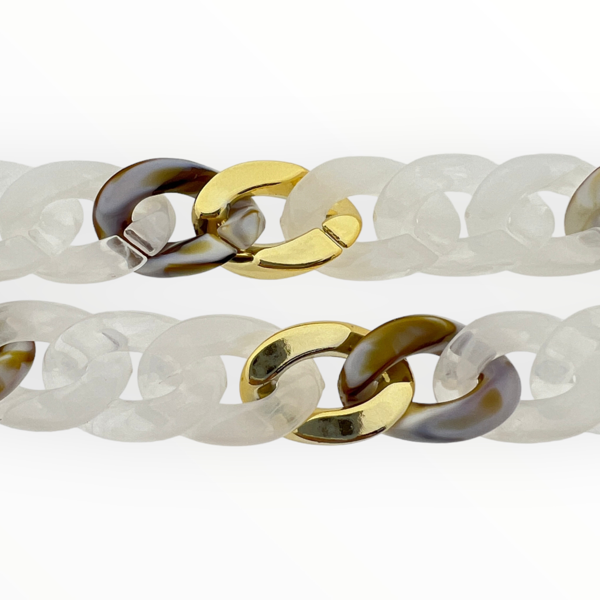 Acrylic chain Bruin/Wit 16x22x5mm - prijs per ±20cm-ketting-Kraaltjes van Renate