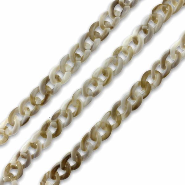 Acrylic chain beige bruin 13x10mm - prijs per ±20cm-Kraaltjes van Renate