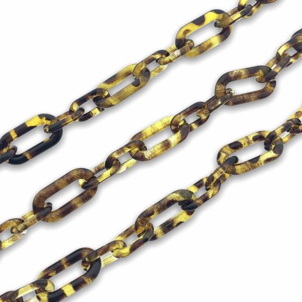 Acrylic chain brown-leopard 22x11mm - prijs per ±20cm-Kraaltjes van Renate