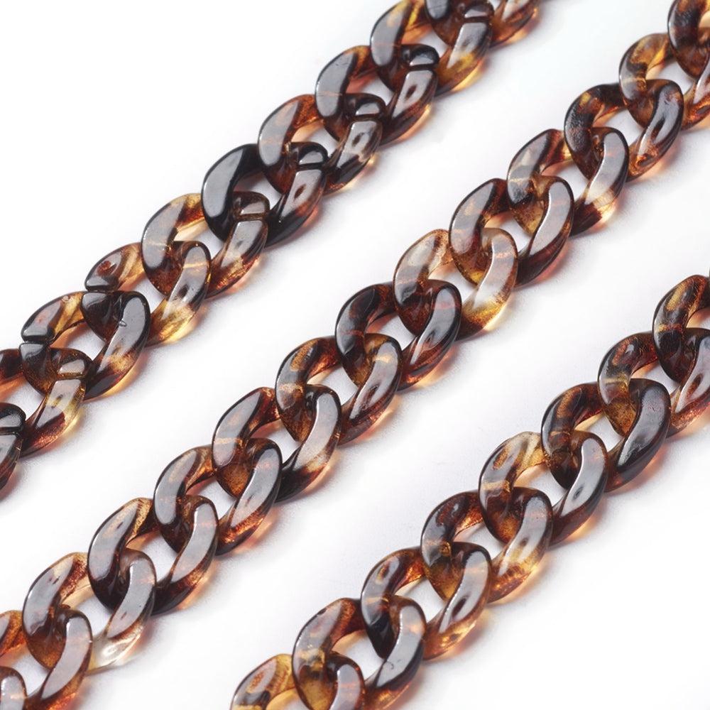 Acrylic chain bruin 13x10mm - prijs per ±20cm-ketting-Kraaltjes van Renate