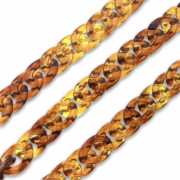 Acrylic chain bruin-gold 24x17mm - prijs per ±20cm-Kraaltjes van Renate