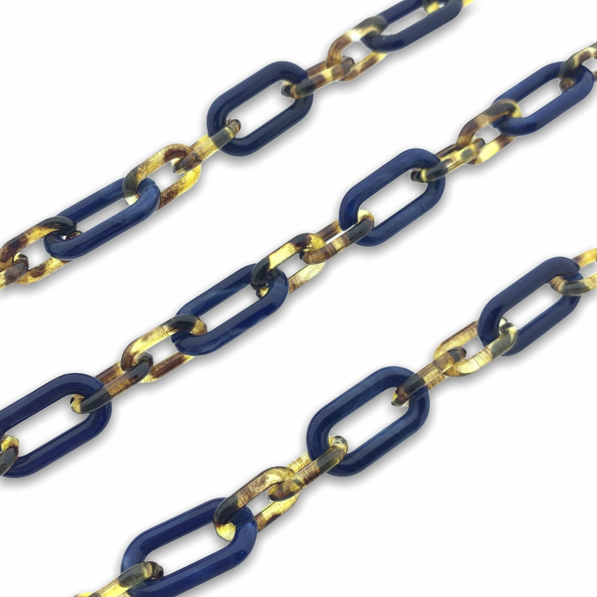 Acrylic chain dark blue-leopard 22x11mm - prijs per ±20cm-Kraaltjes van Renate