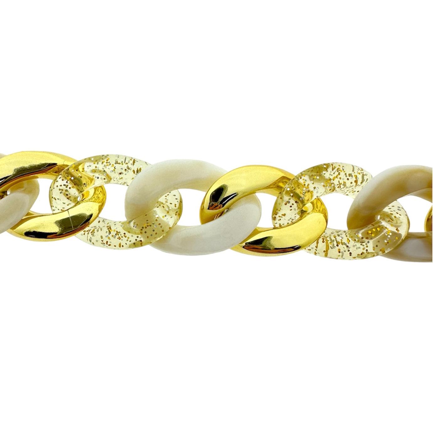 Acrylic chain glitter 29x20.5x6.5mm - prijs per ±20cm-ketting-Kraaltjes van Renate