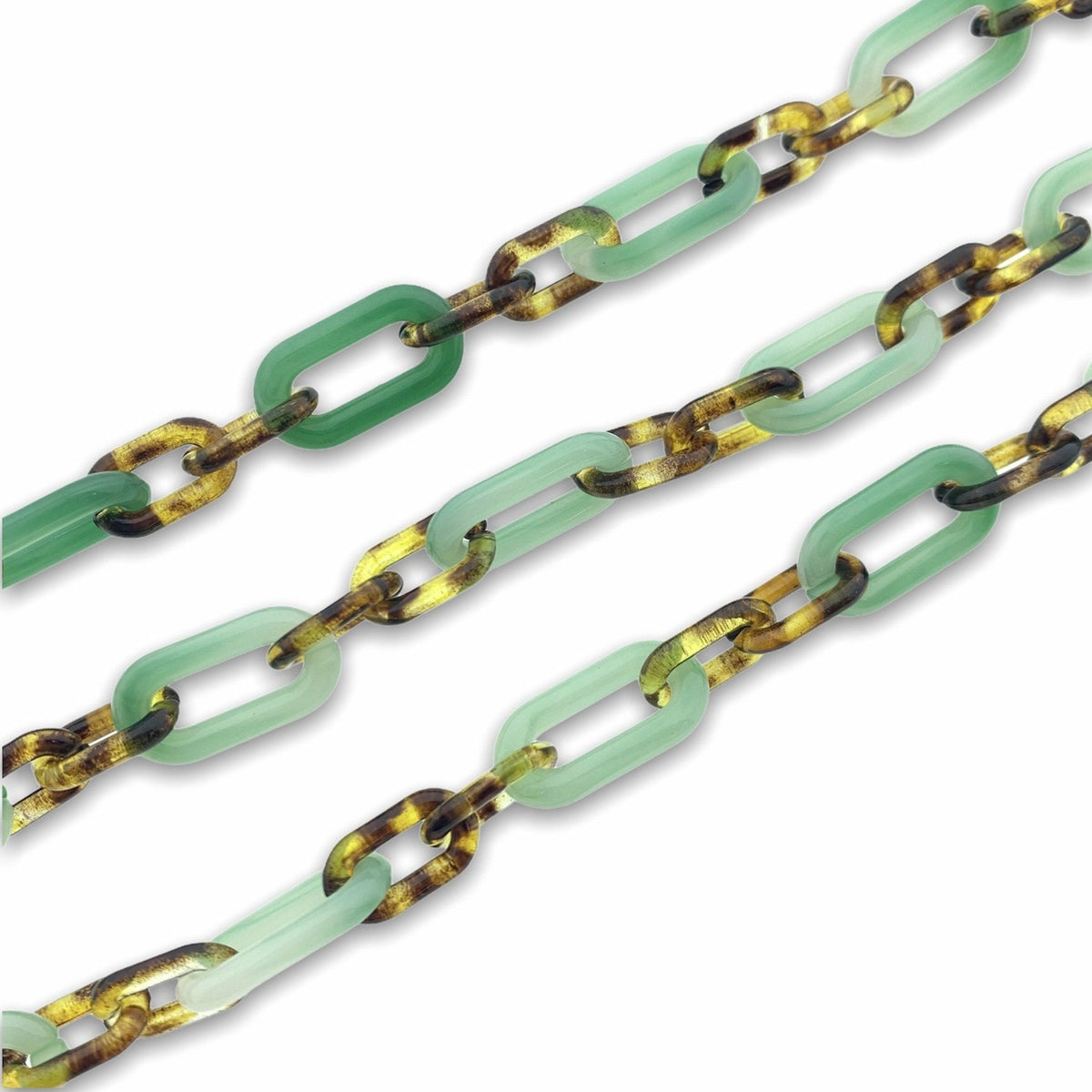 Acrylic chain green-leopard 22x11mm - prijs per ±20cm-Kraaltjes van Renate