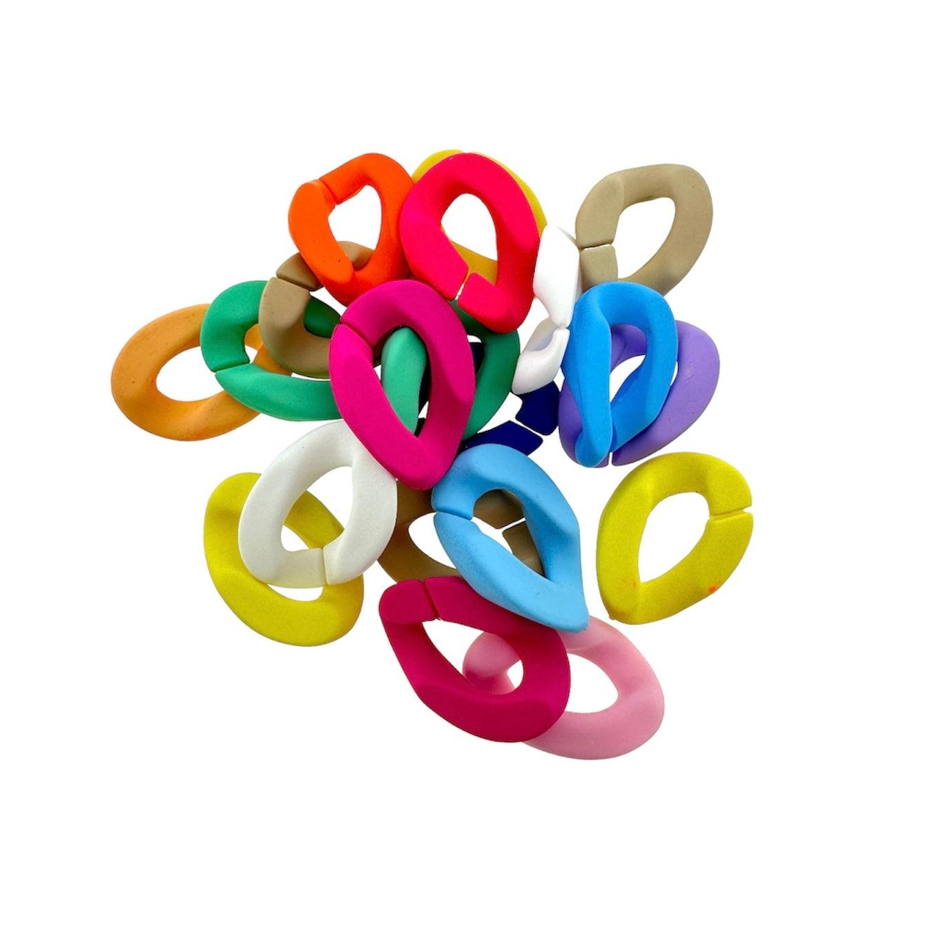 Acrylic chain mix rainbow 30x21x6mm - prijs per stuk-ketting-Kraaltjes van Renate