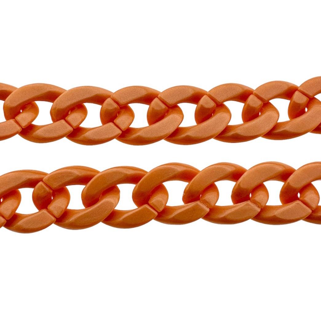 Acrylic chain orange 23x16.5x4mm - prijs per ±20cm-ketting-Kraaltjes van Renate