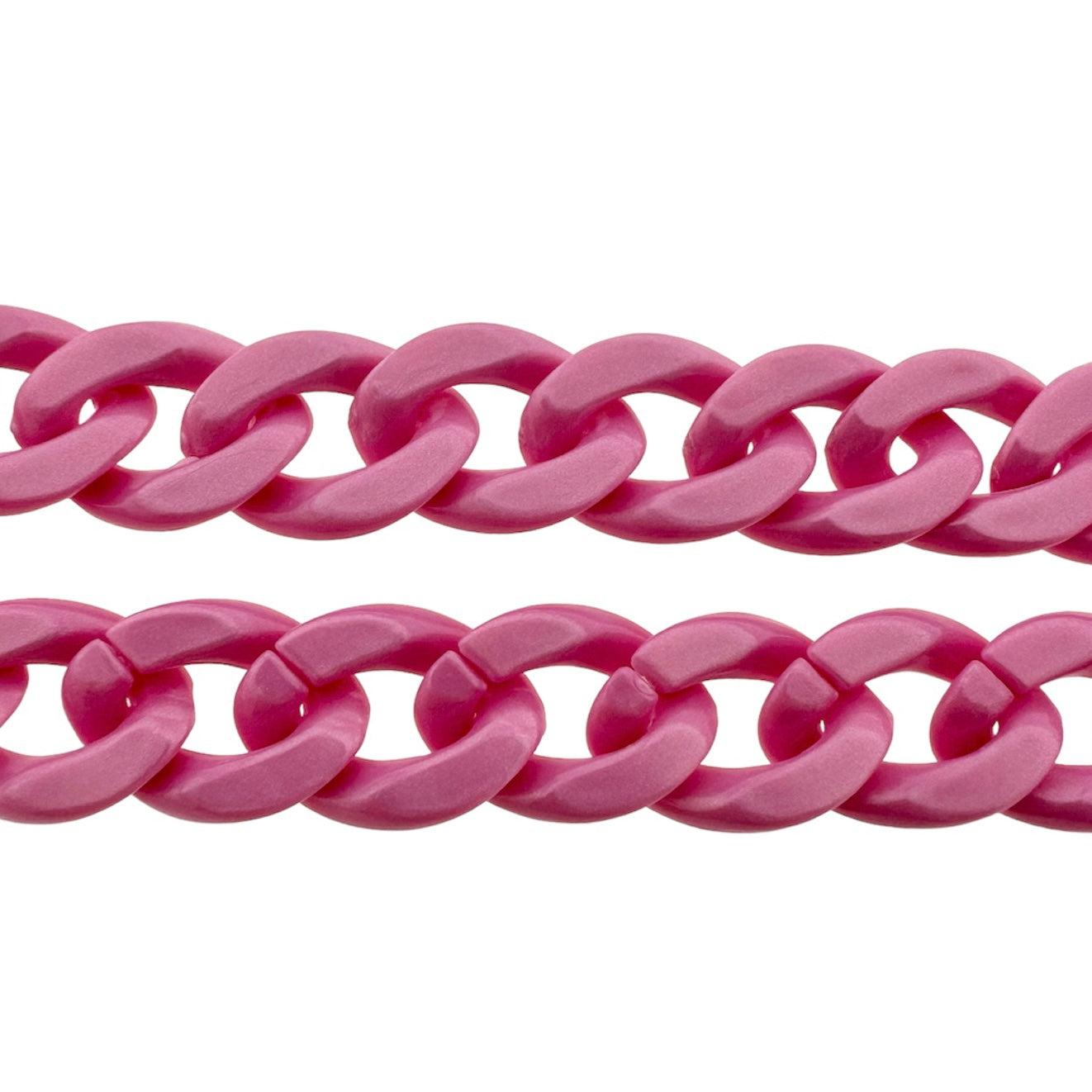 Acrylic chain pink 23x16.5x4mm - prijs per ±20cm-ketting-Kraaltjes van Renate