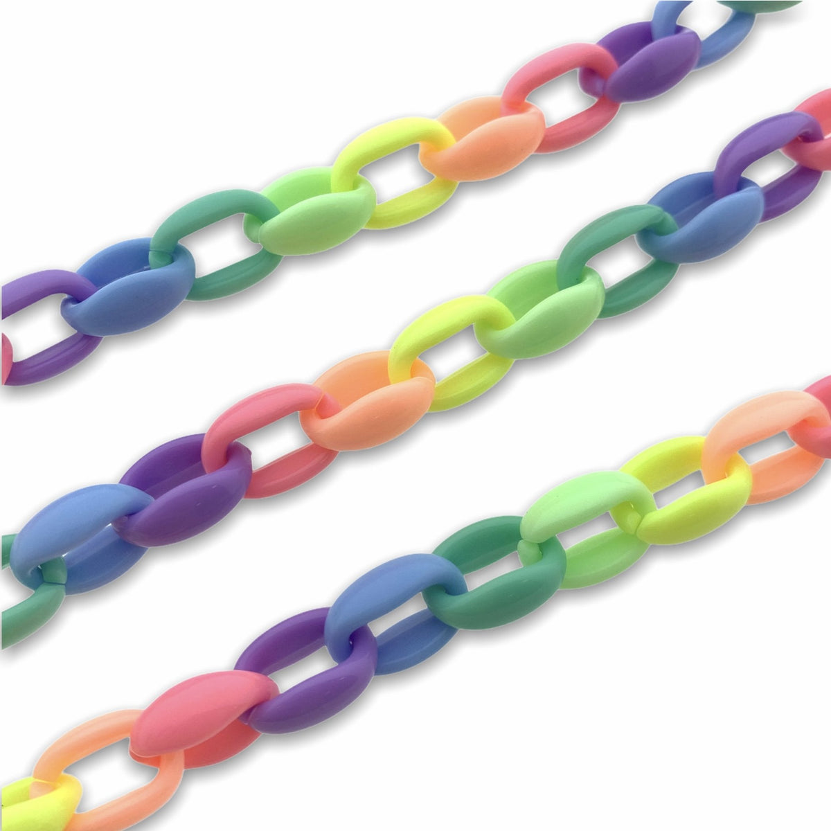Acrylic chain rainbow pastel 16x11mm - prijs per ±20cm-Kraaltjes van Renate