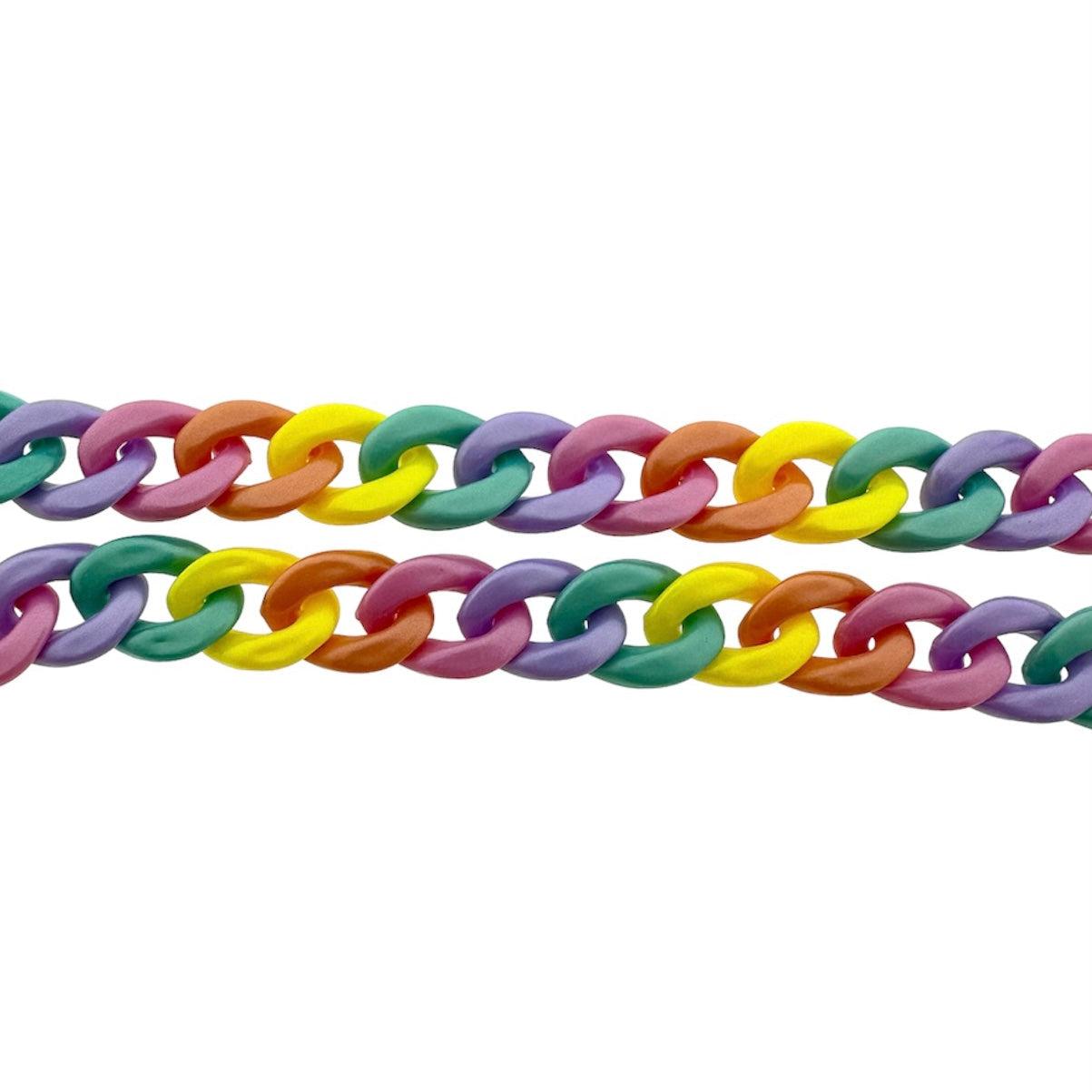 Acrylic chain rainbow pastel 19x13.5x4mm - prijs per ±20cm-ketting-Kraaltjes van Renate