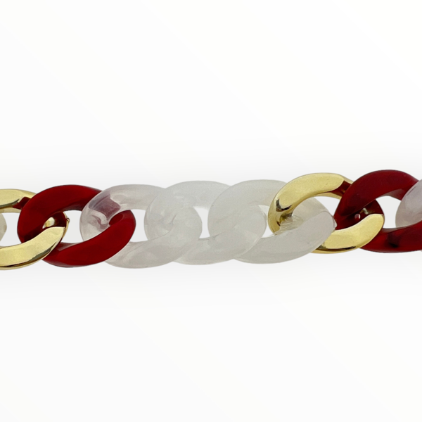 Acrylic chain rood 16x22x5mm - prijs per ±20cm-ketting-Kraaltjes van Renate