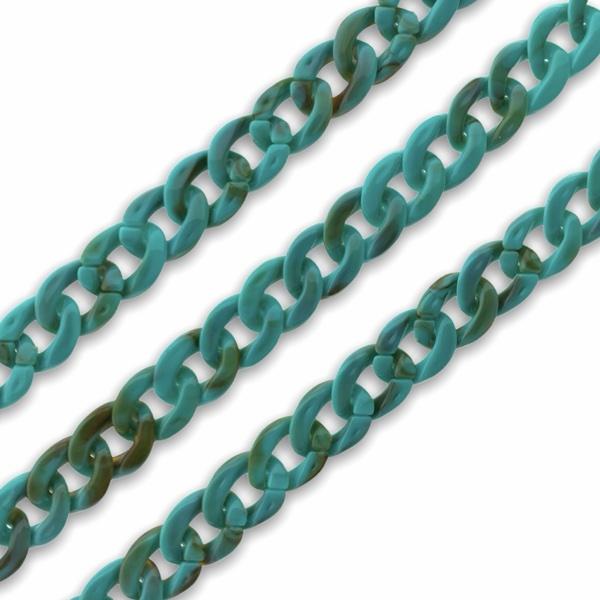 Acrylic chain turquoise 13x10mm - prijs per ±20cm-Kraaltjes van Renate