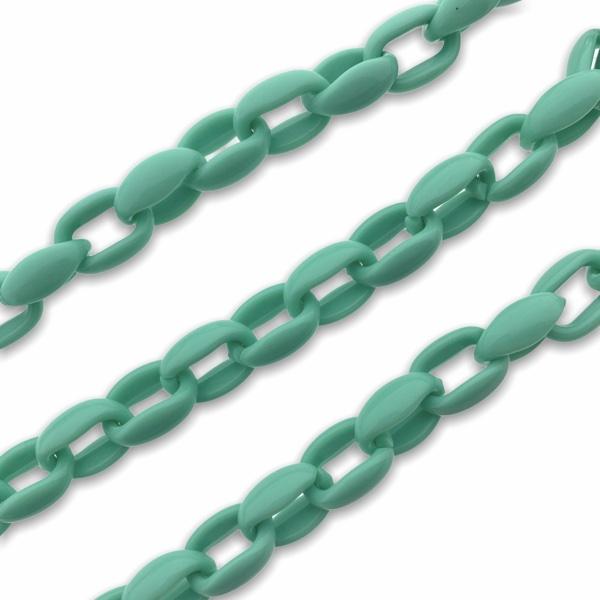 Acrylic chain turquoise green 16x11mm - prijs per ±50cm-Kraaltjes van Renate