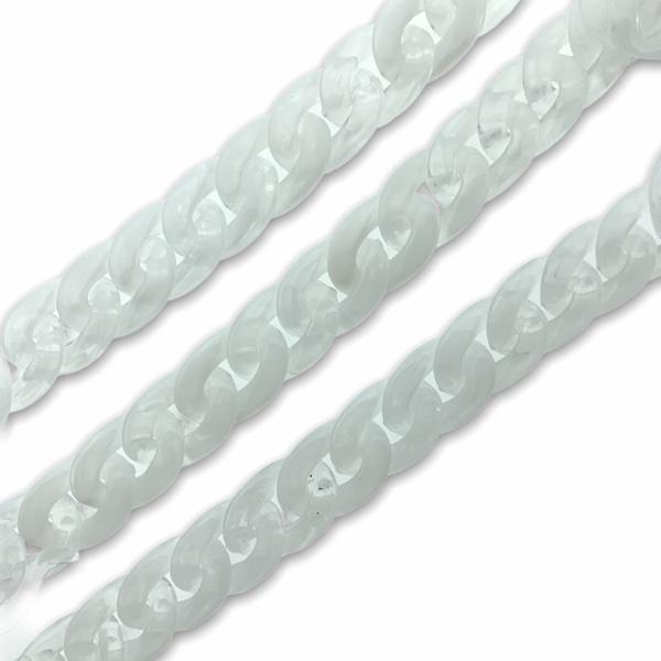 Acrylic chain wit 24x17mm - prijs per ±20cm-Kraaltjes van Renate
