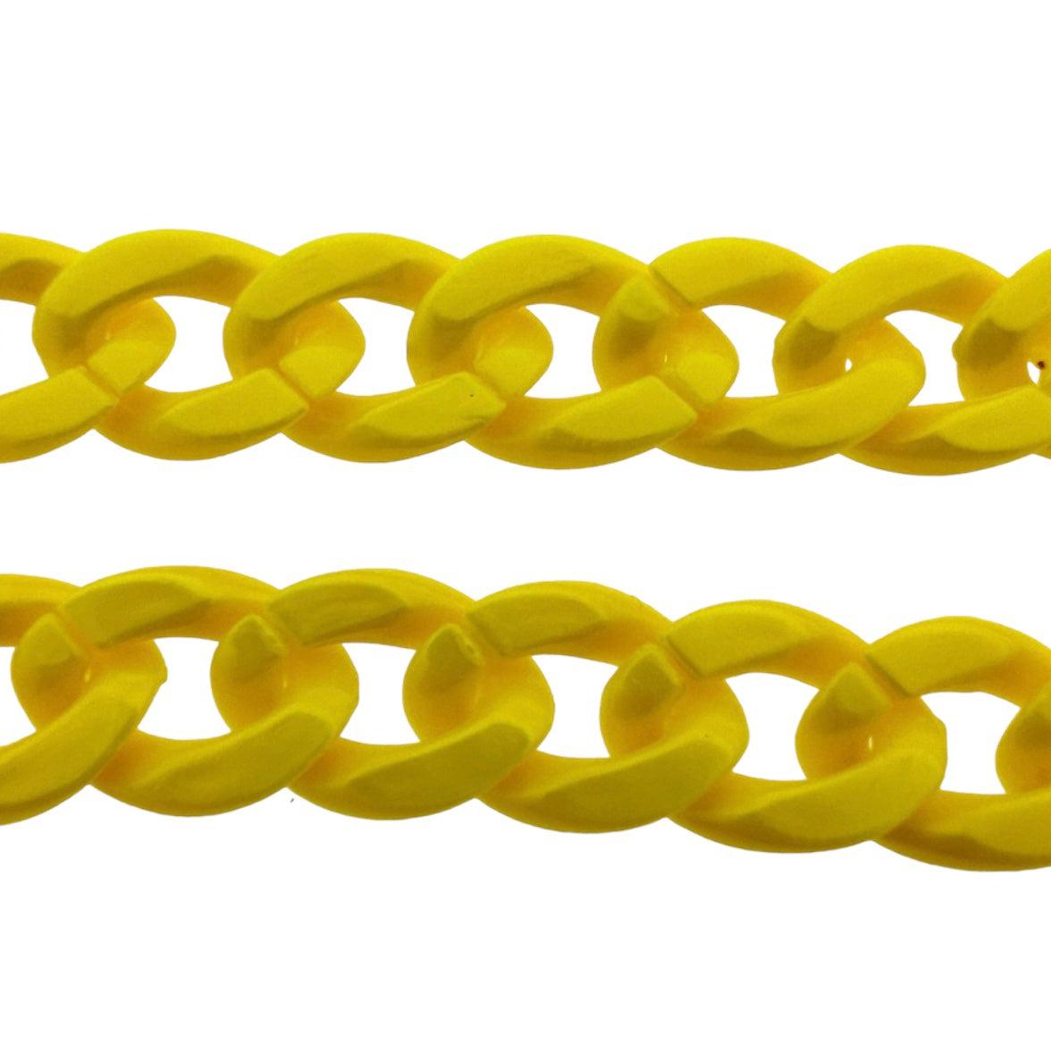 Acrylic chain yellow 23x16.5x4mm - prijs per ±20cm-ketting-Kraaltjes van Renate