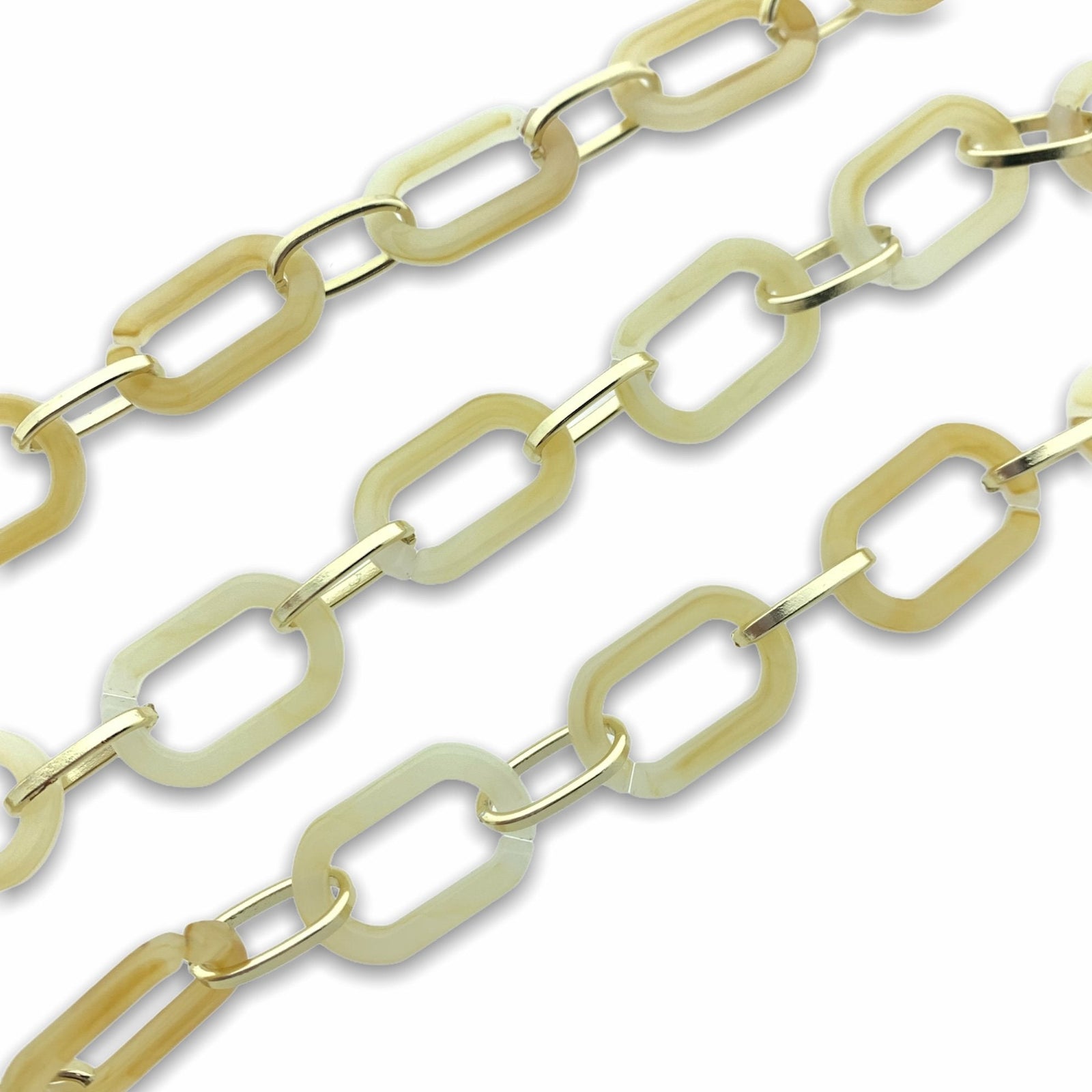 Acrylic chain yellow-gold 23x15mm - prijs per ±20cm-Kraaltjes van Renate