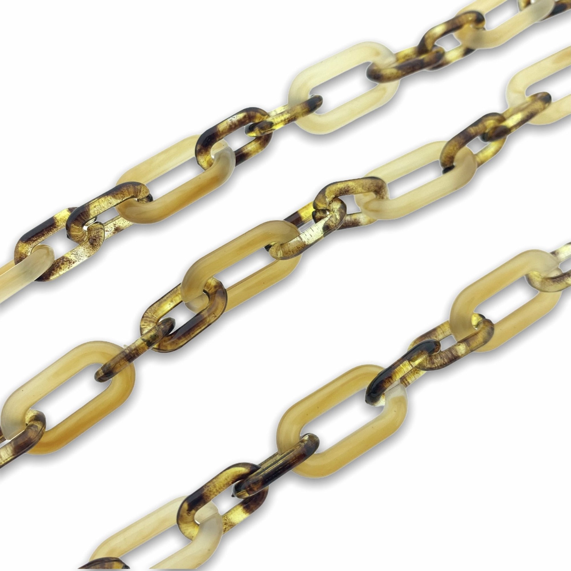 Acrylic chain yellow-leopard 22x11mm - prijs per ±20cm-Kraaltjes van Renate