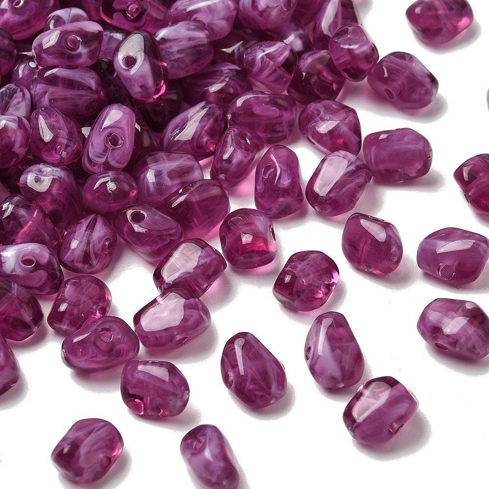 Acrylkralen Edelsteen Look Nugget Paars 9x7mm - zakje (25 stuks)-Kralen-Kraaltjes van Renate