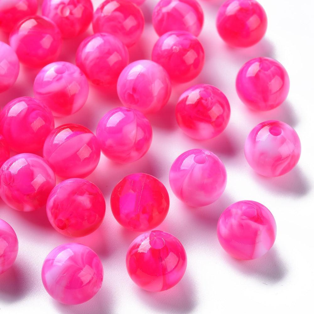 Acrylkralen Edelsteen Look Rond Diep Roze 12mm - per zakje (10 stuks)-Kralen-Kraaltjes van Renate
