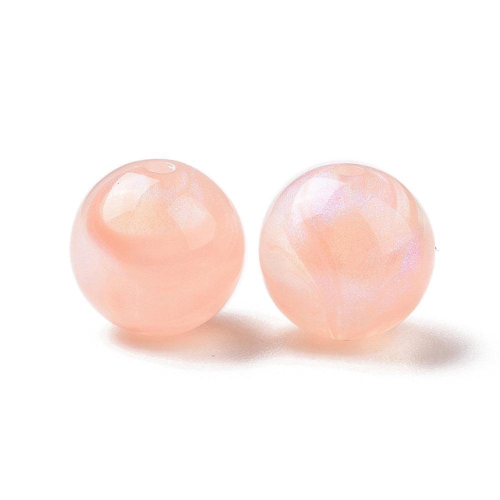 Acrylkralen Glitter Rond Zalm 15mm - per stuk-Kralen-Kraaltjes van Renate