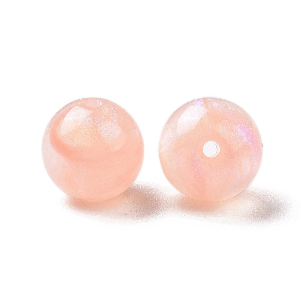 Acrylkralen Glitter Rond Zalm 15mm - per stuk-Kralen-Kraaltjes van Renate