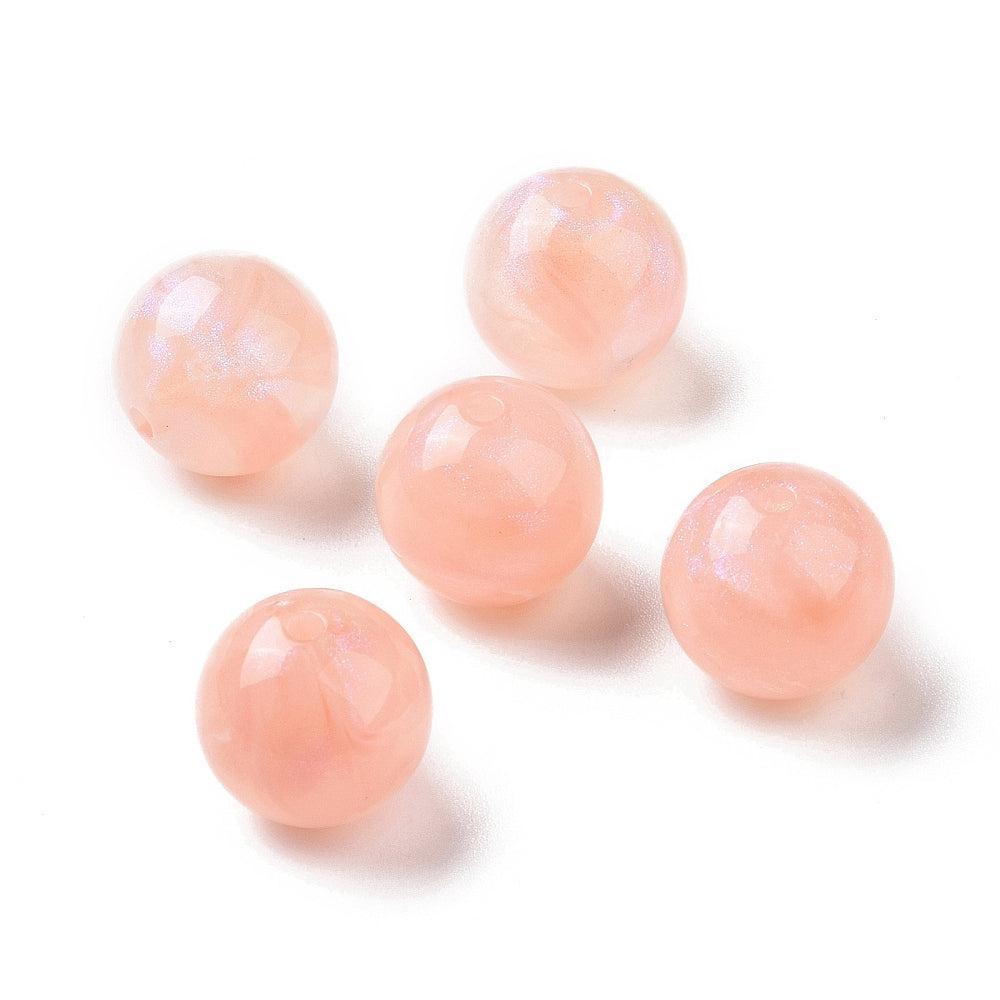 Acrylkralen Glitter Rond Zalm 15mm - per stuk-Kralen-Kraaltjes van Renate